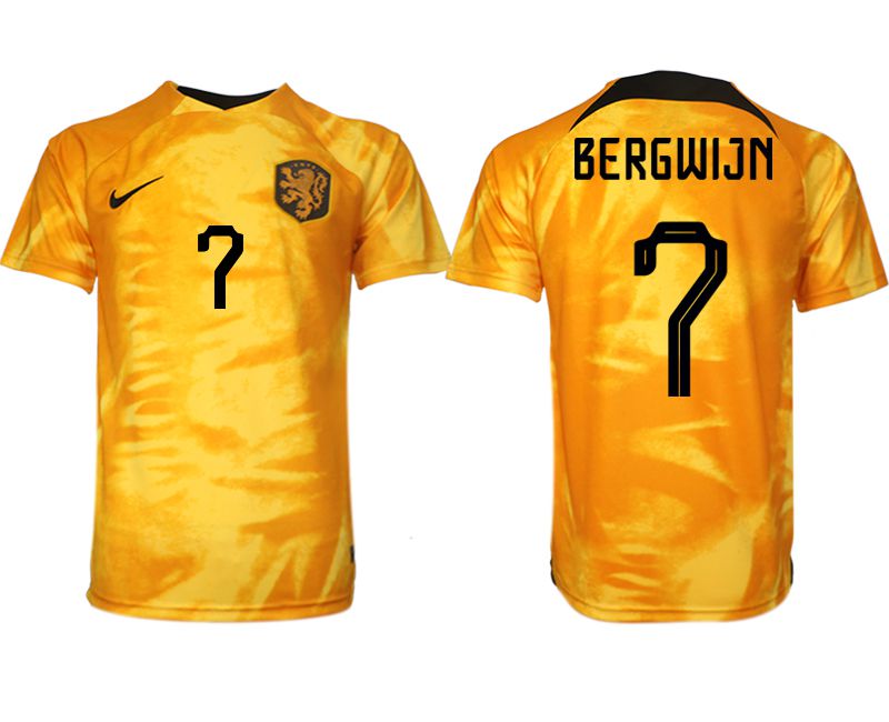 Men 2022 World Cup National Team Netherlands home aaa version yellow #7 Soccer Jersey->->Soccer Country Jersey